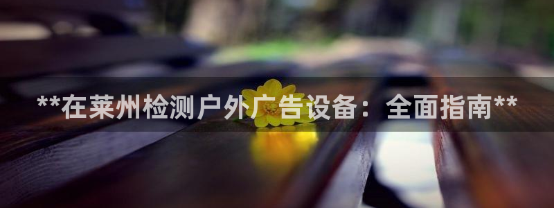 杏宇平台代理怎么赚钱的：**在莱州检测户外广告设备：全面指南**