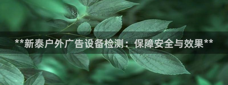 杏宇平台总代理是谁：**新泰户外广告设备检测：保障安全与效果**
