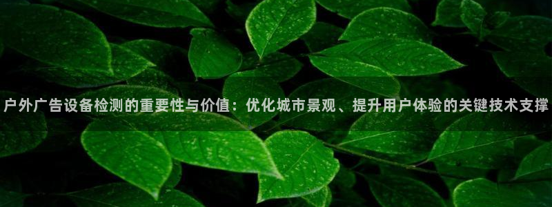 杏宇平台怎么样：户外广告设备检测的重要性与价值：优化城市景观、提升用户体验的关键技术支撑